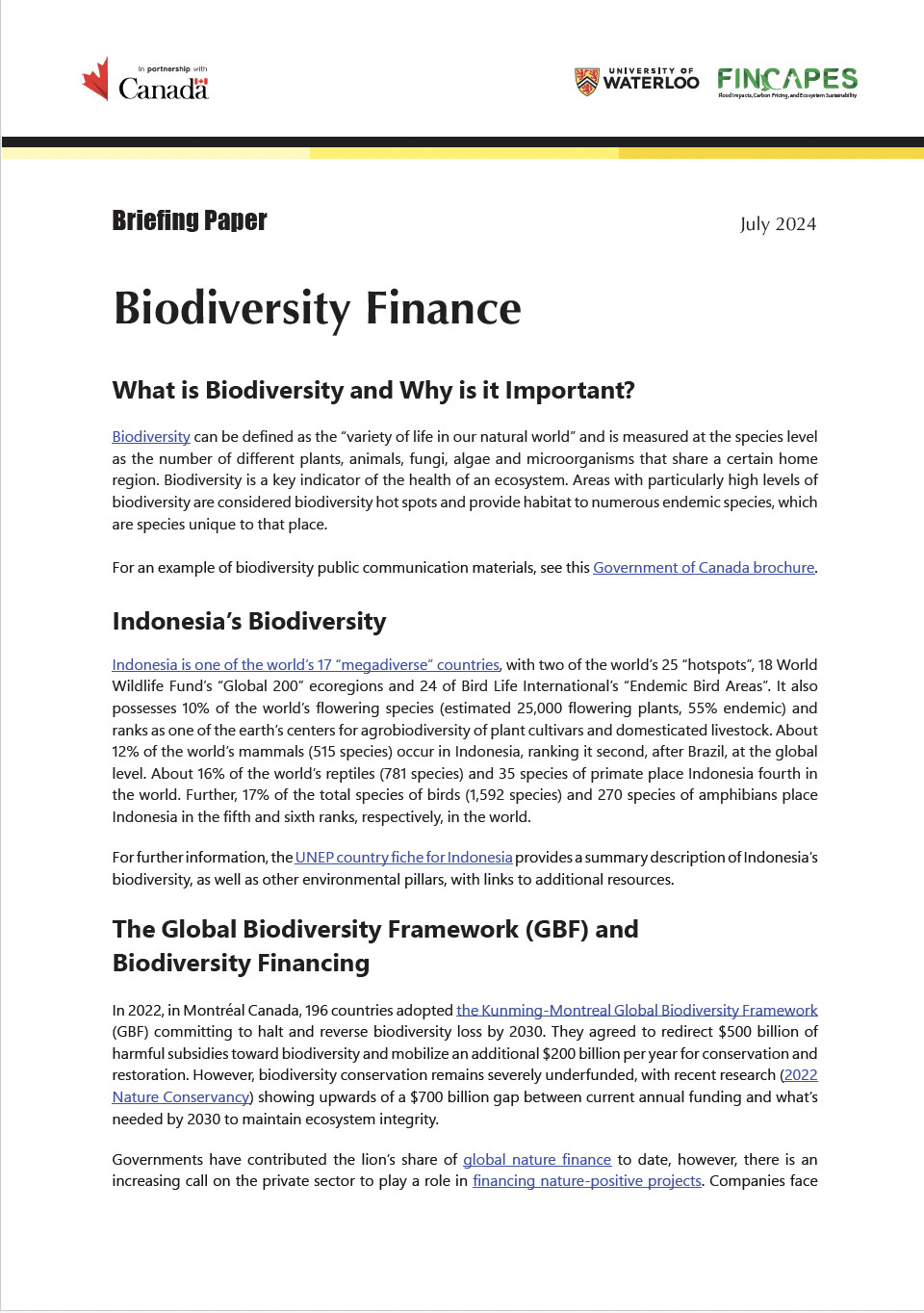 Biodiversity Finance