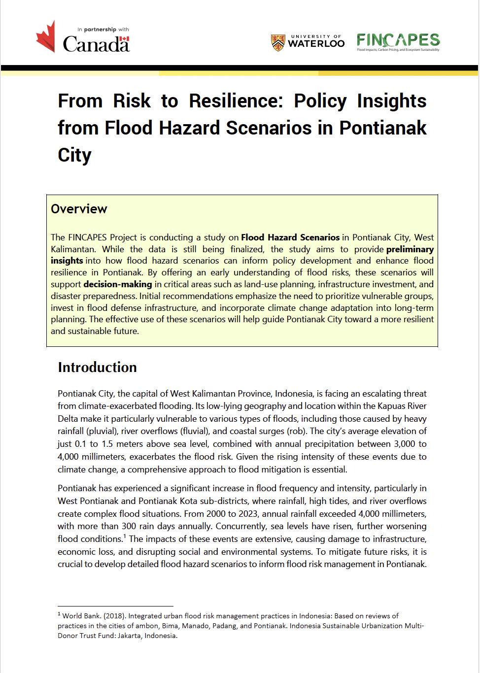 From Risk to Resilience: Policy Insights from Flood Hazard Scenarios in Pontianak City